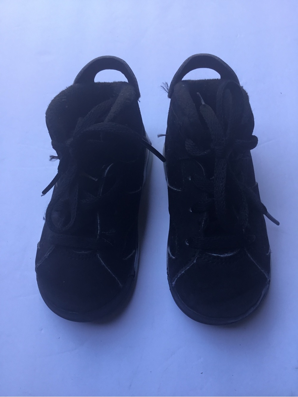 Jordan Kids Black Lace-Up High-Top Sneakers Suede-Like Cushioned Collar Size 5.5